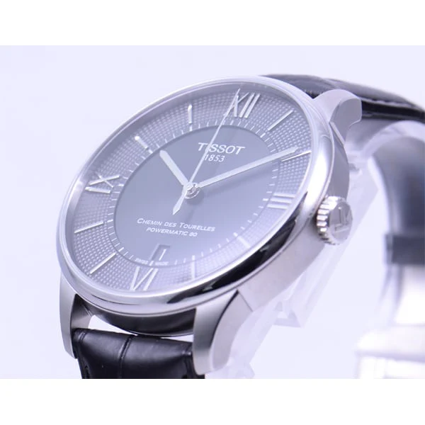 TISSOT T099.407.16.058.00 Chemin des Tourelles Automatic Watch with Stainless Steel Case, Calf Leather Strap, and 2 Year Warranty for Timeless Elegance - Image 2