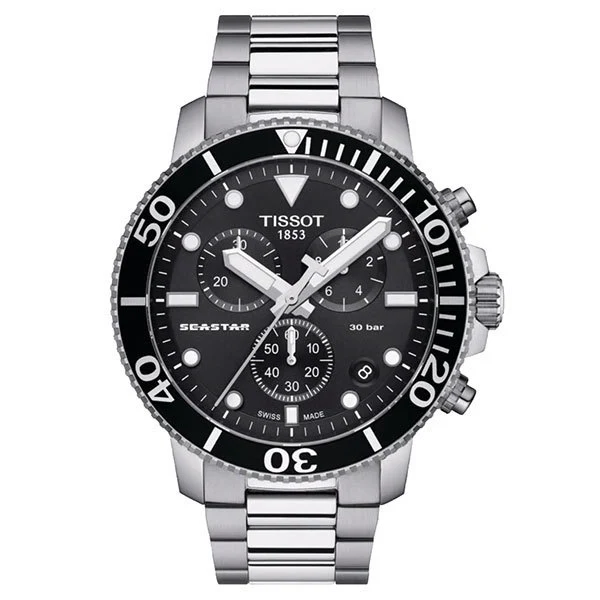 TISSOT T120 Seastar Chronograph Black Dial Stainless Steel Water Resistant 2-Year Warranty