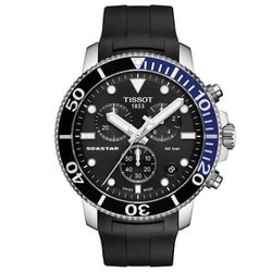 TISSOT T1204171705102 Seastar 1000 Quartz Chronograph Men's Rubber Waterproof 2-Year Warranty - Image 3