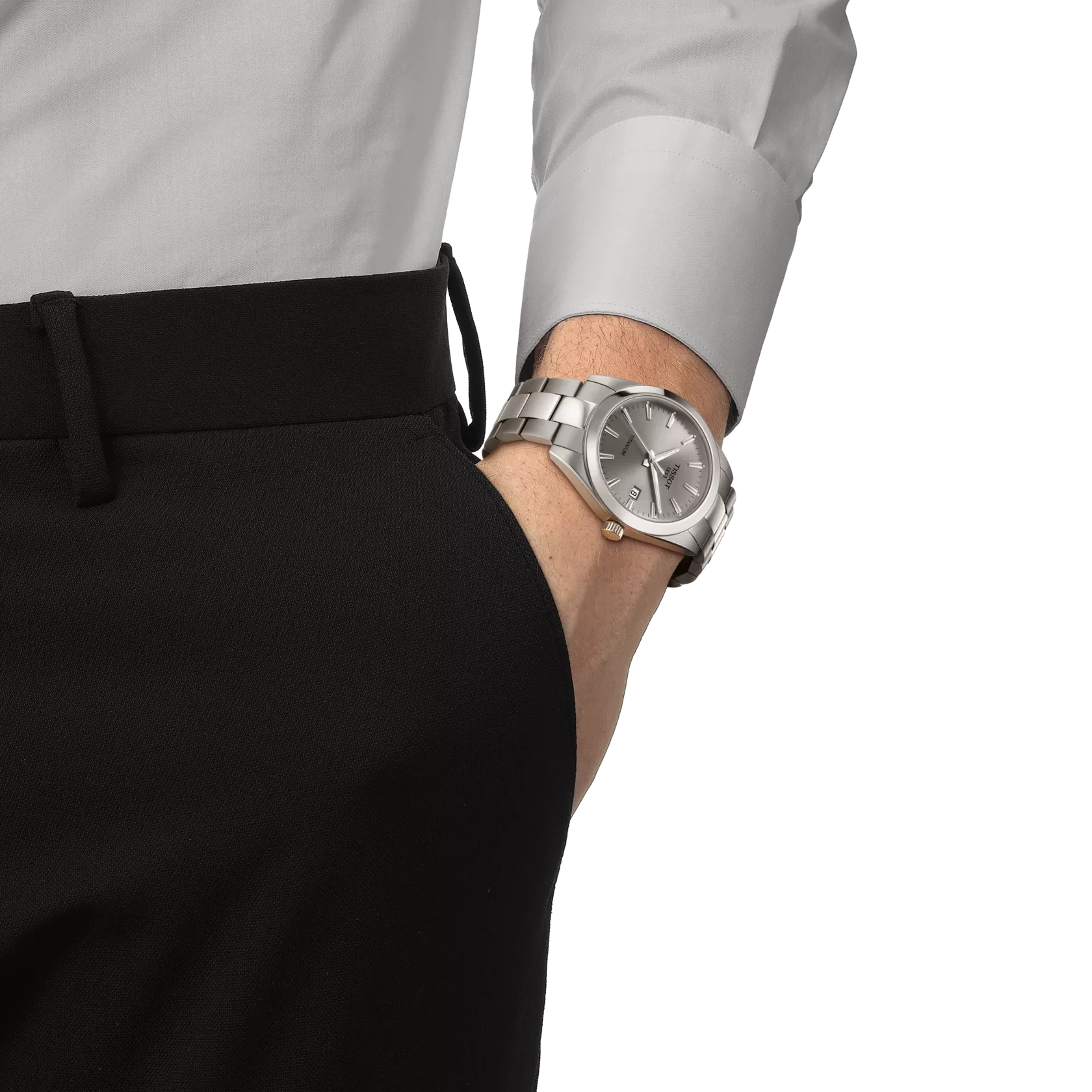 TISSOT T127.410.44.081.00 Elegant Swiss Quartz Water Resistant Stainless Steel Bracelet Classic Design - Image 4