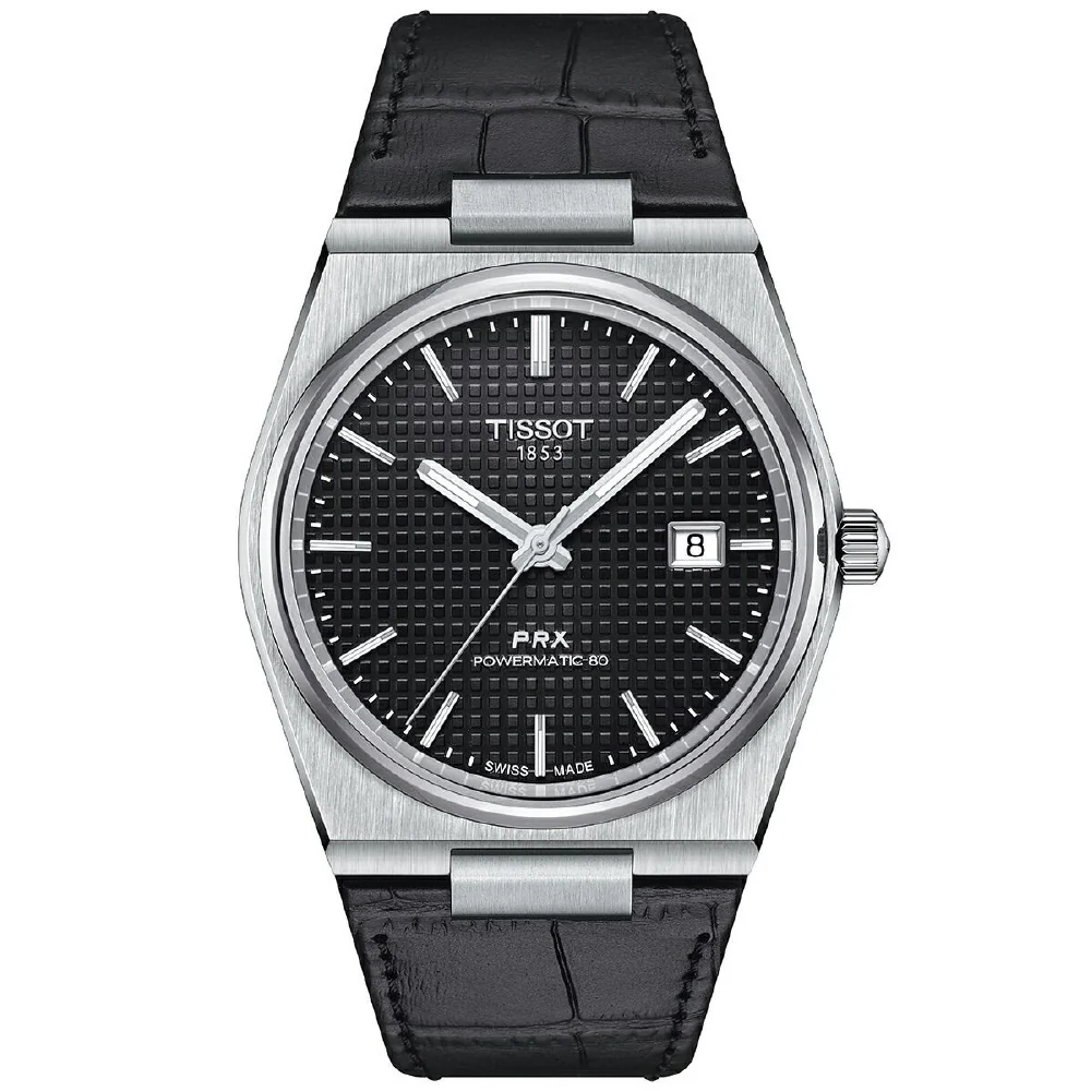 TISSOT T137.407.16.051.00 PRX Automatic Black Leather Strap Swiss Made Water Resistant