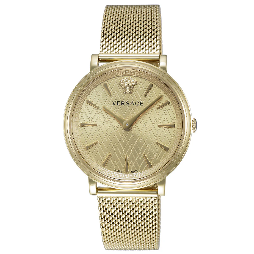 Versace VBP060017 Luxury Gold Watch 2-Year Warranty Elegant Design Swiss Movement