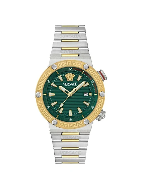 VERSACE VE8G00524 Greca Logo Diver Watch with 2 Year Warranty Stylish Green Design Water Resistant Luxury Timepiece