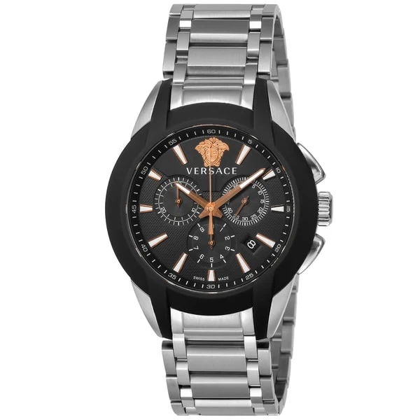 VERSACE VEM800218 Character Chrono Black Watch with 2 Year Warranty, Stylish Design, Precision Timekeeping, Unisex Fashion Accessory