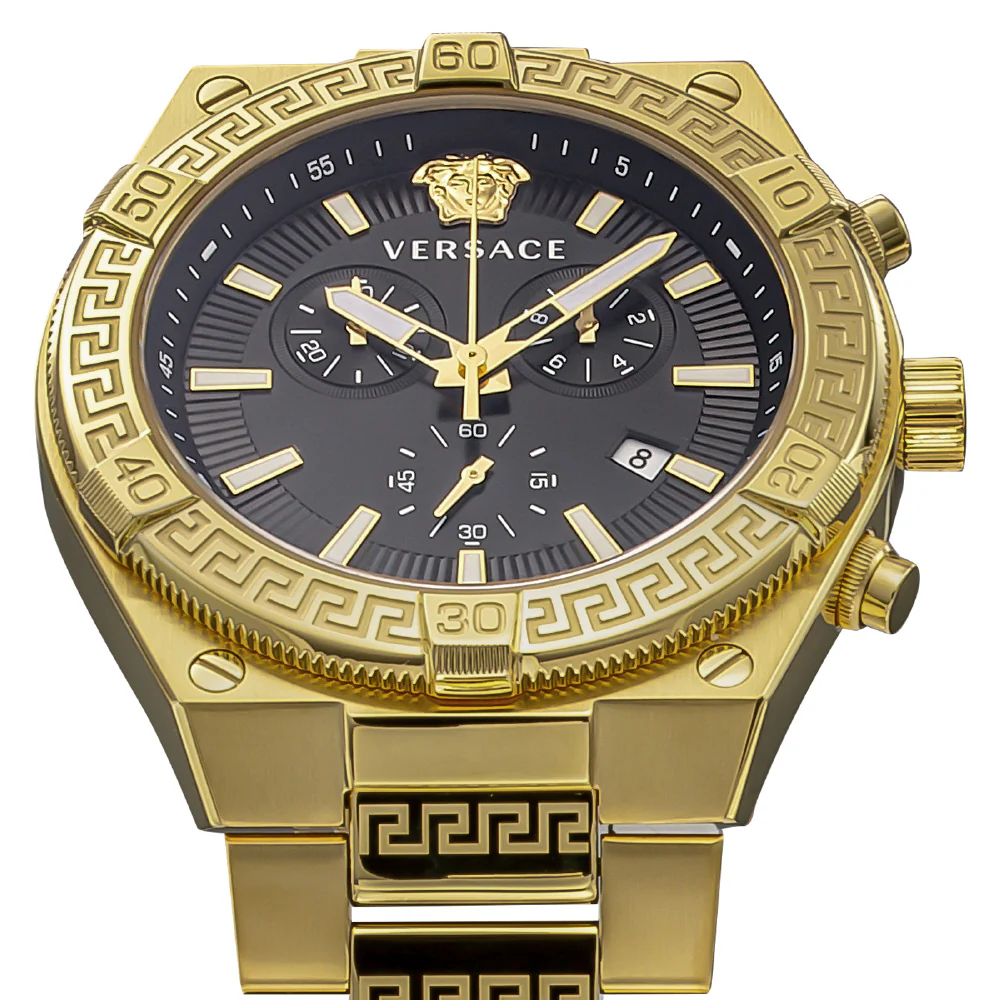 VERSACE VESO00922 Sporty Greca Design Gold Case Black Dial Water Resistant 2-Year Warranty Stylish Luxury Watch - Image 4