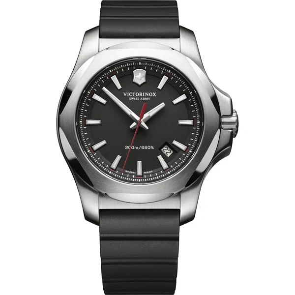 VICTORINOX 241682.1 I.N.O.X. Black 43mm Rubber Strap Swiss Watch with 5 Year Warranty and Durable Waterproof Design